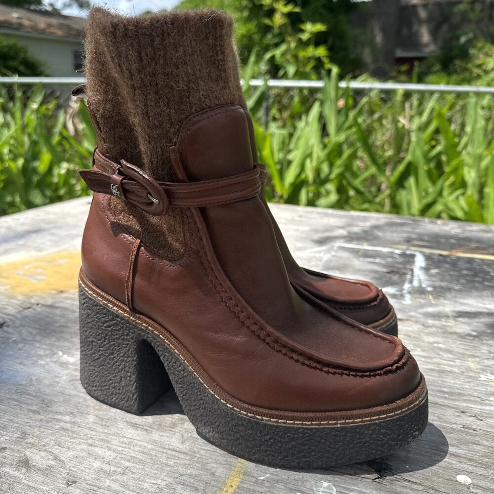 SAM EDELMAN Women’s Brown Sweater Cuffs 2" Platform Sidney Shoes Size 10 - 960 - Picture 4 of 13